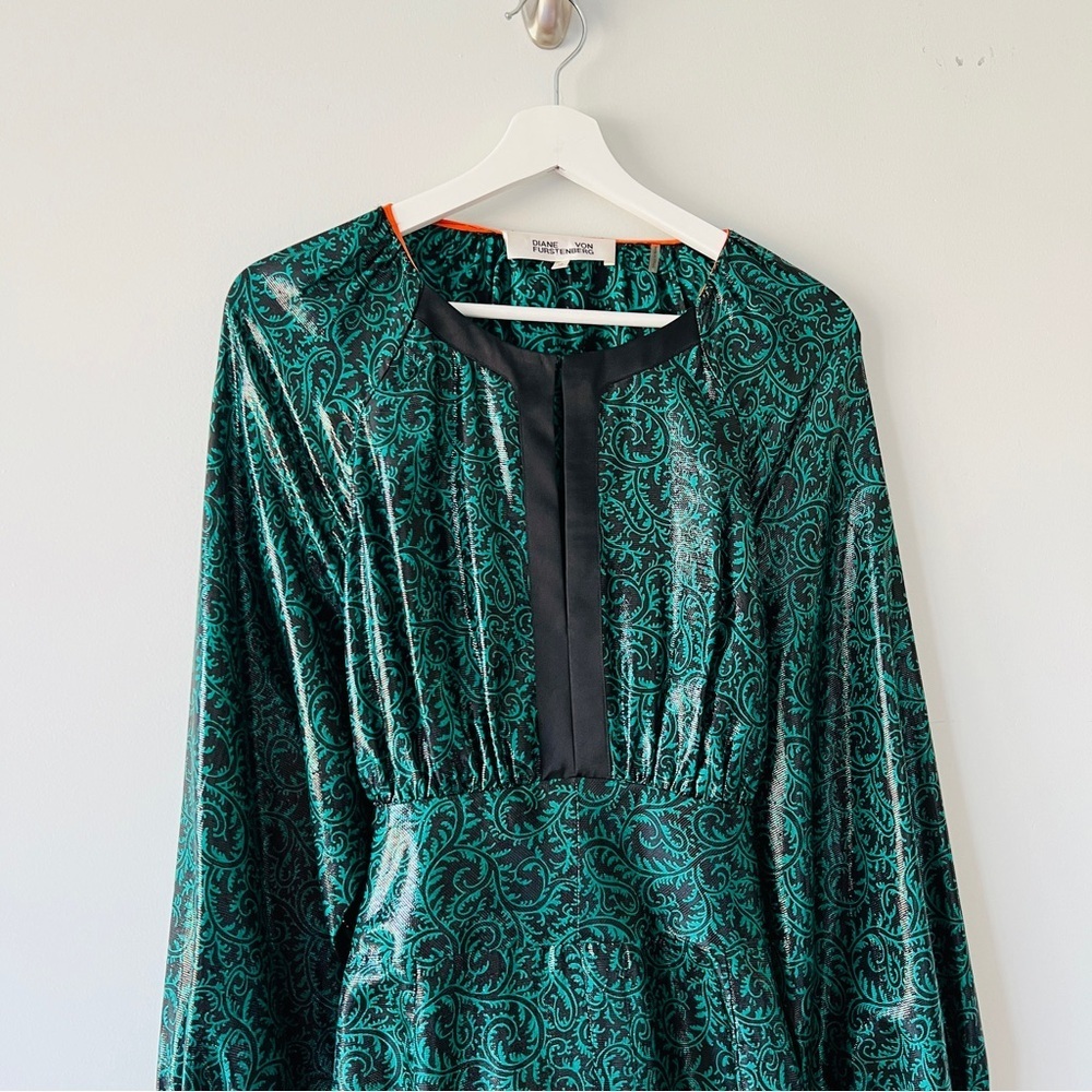 Diane von Furstenberg Spring 2018 Paisley Print Silk Blend Dress Size 12​​ - Picture 5 of 11